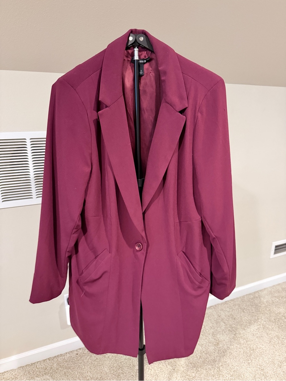 Torrid Raspberry Burgundy Single-Button Oversized Blazer